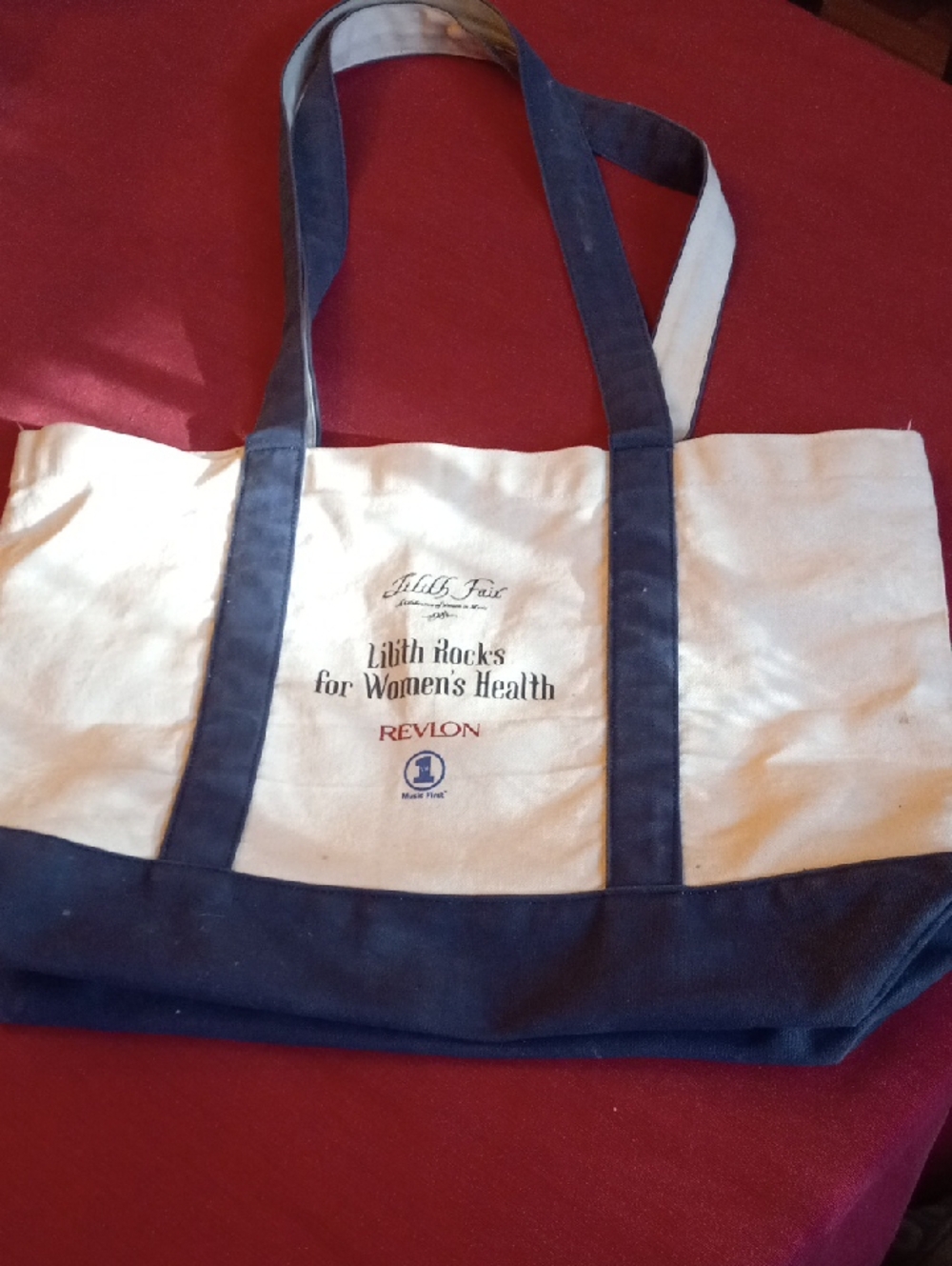 Lilith Rocks Collectible Cream and Navy Canvas Tote with Promotional Print